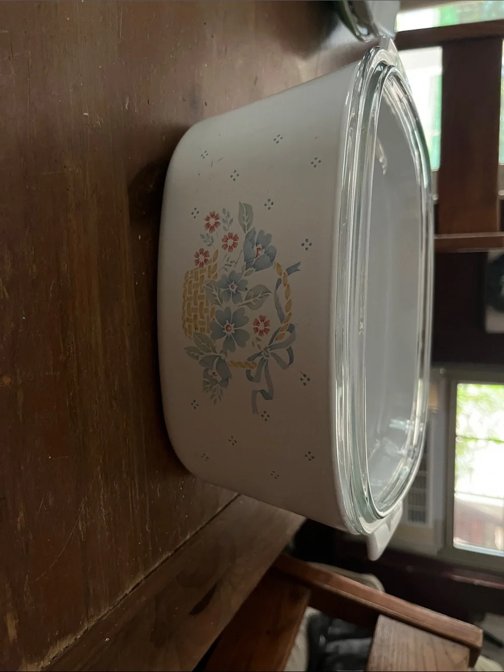 Floral Basket Ceramic Bake Dish with Glass Lid